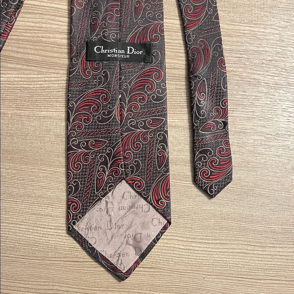 Dior Men's Tie - Red and Black Paisley